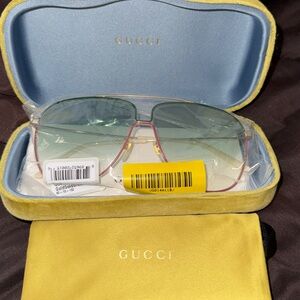 Gucci Gold and Green Sunglasses